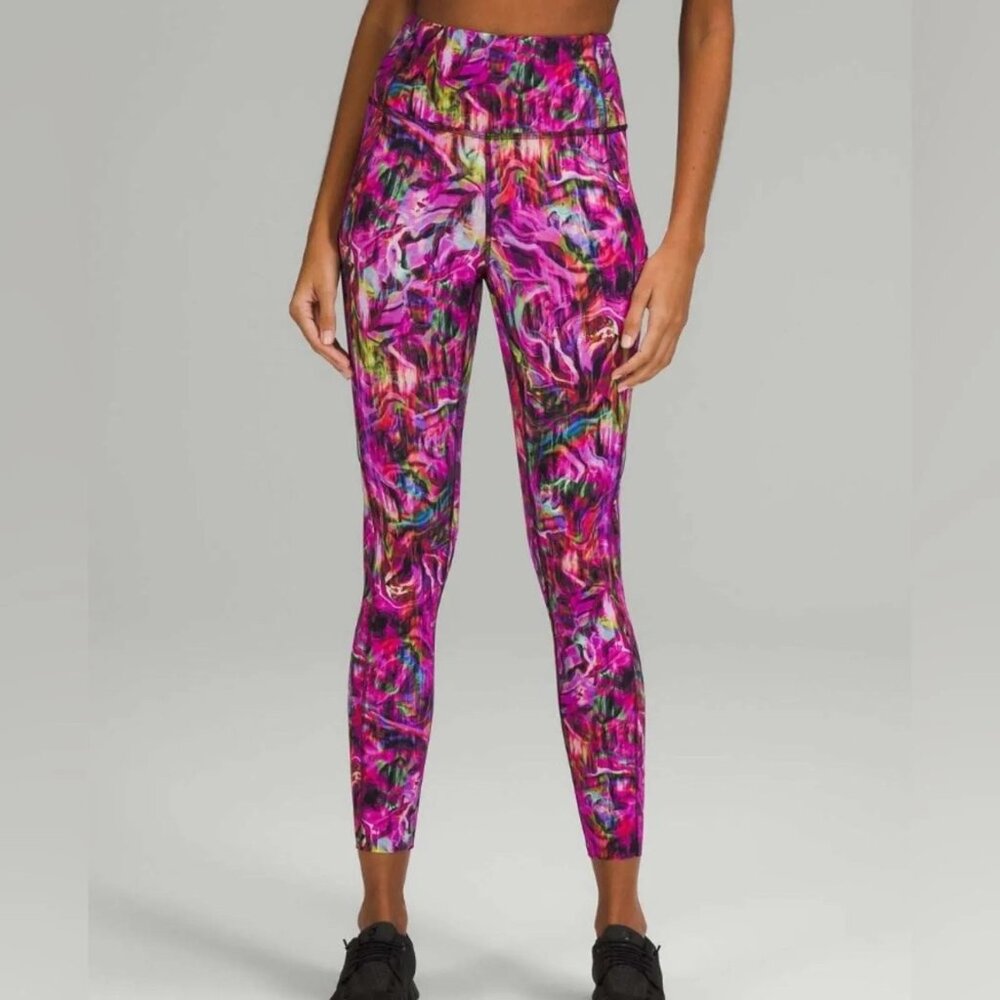 Lululemon Fast Free High-Rise Tight  24' *Nulux Hyper Flow Pink Multi Sz 4